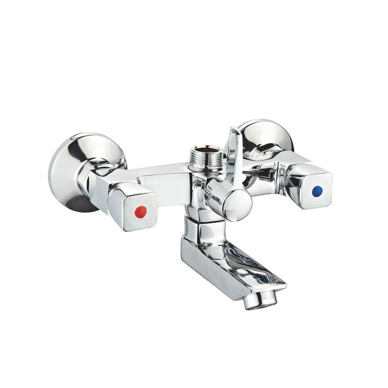 Mezclador de bañera de pared de agua fría / caliente con manijas dobles para grifo de zinc UN-30083A