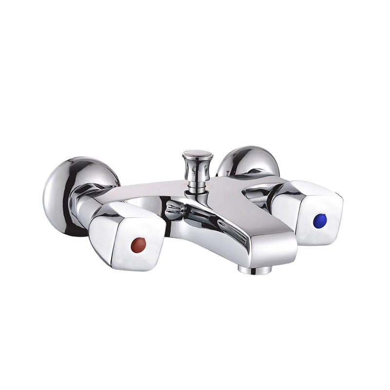 Mezclador de bañera de pared de agua fría / caliente con dos manijas de zinc grifo UN-30603
